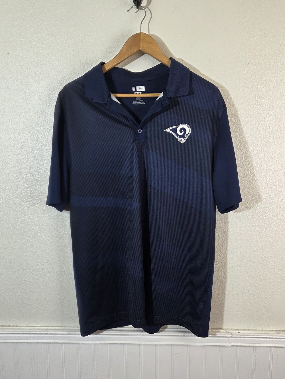 NFL Team Apparel Los Angeles Rams Polo Shirt Mens L Navy TX3 Cool Performance